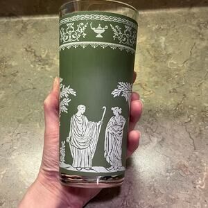 Vintage Jeannette Hellenic Green Glass, mid century modern, regal royal
